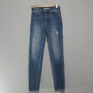 Kancan Jeans womens size 26 US 2 blue destroyed ripped distressed high rise